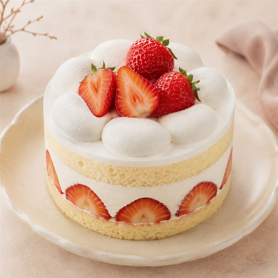 Pastel de leche y fresa